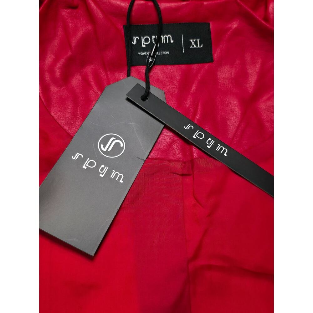 SPYM Faux Leather Moto Biker Jacket Red Quilted Zip NWT XL - Picture 10 of 10